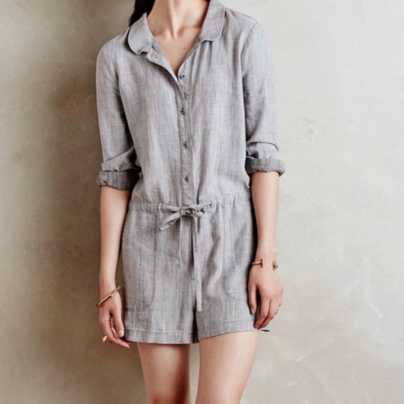 Level 99 Anthropologie Bailey Chambray Romper - Picture 1 of 2